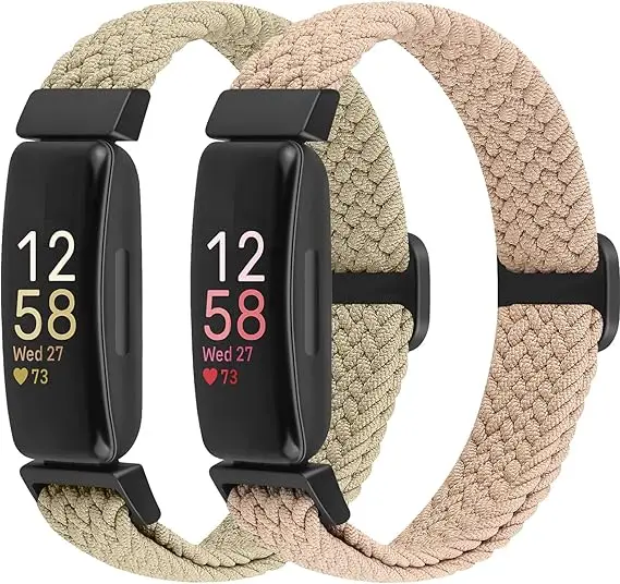 2 Pack Elastic Braided Straps Compatible with  Women Men Kids, Adjustable Stretchy Wristbands Loop Sports Replacement Band
