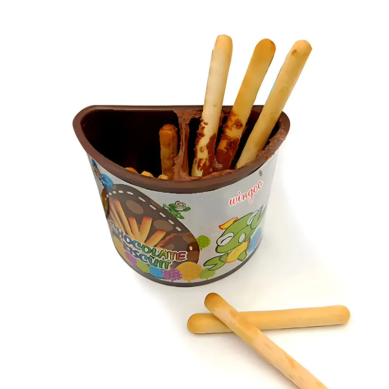 Wholesale Kids Cracker Sticks With Chocolate Jam Cup Finger Biscuits Dip Chocol Cookies