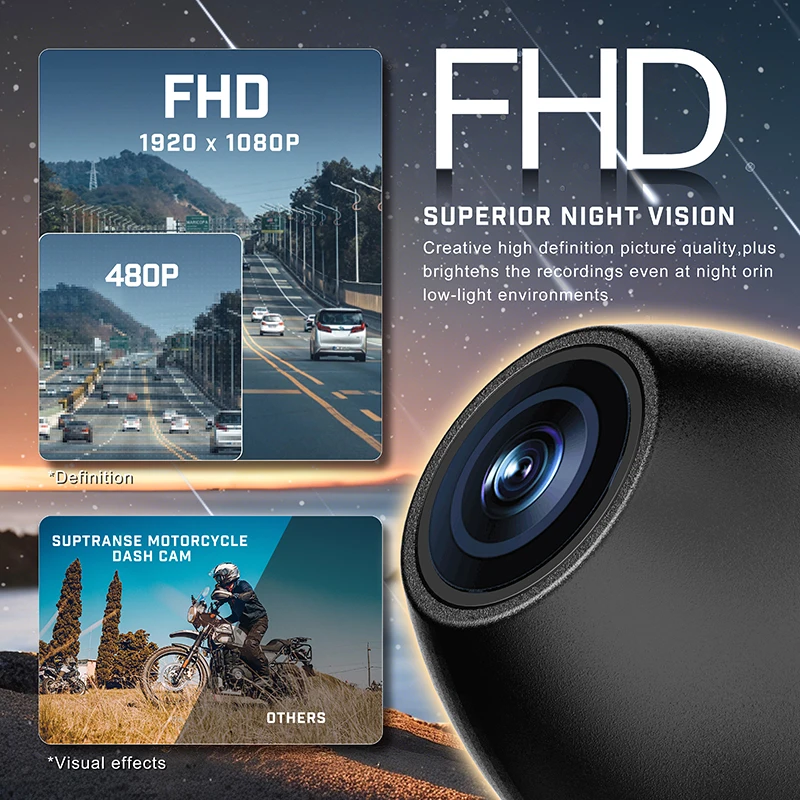 Popular Style HD GPS Track Recorder Waterproof Motorcycle Driving Recorder Dual Lens Front Rear Dual Recording Night Vision