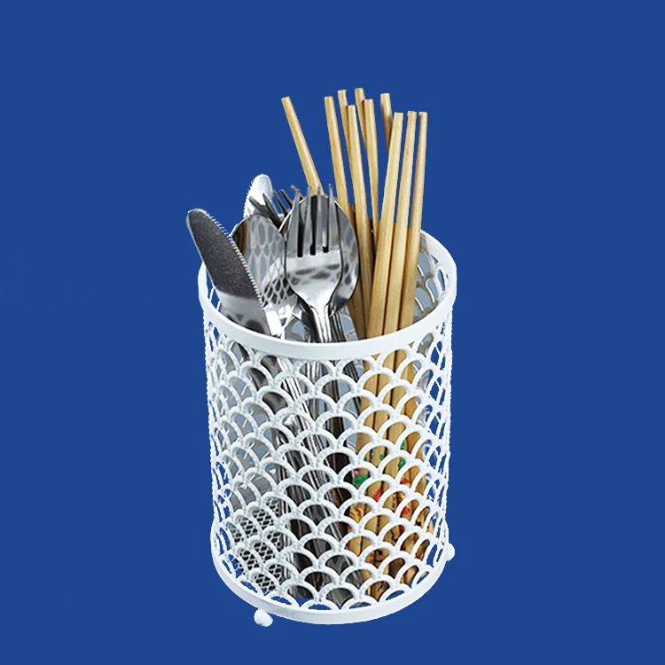White Metal Metal Wire Restaurant Hotel Decor Cutlery Kitchen Utensil Stand Scoop Spoon Knife Chopsticks Table Cutlery Holder