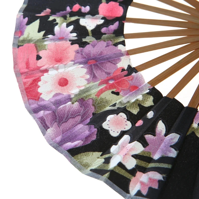 New Style Japanese Sakura Flower Pocket Folding Hand Fan Round Circle Party wedding  bamboo hand fan Decor Gift