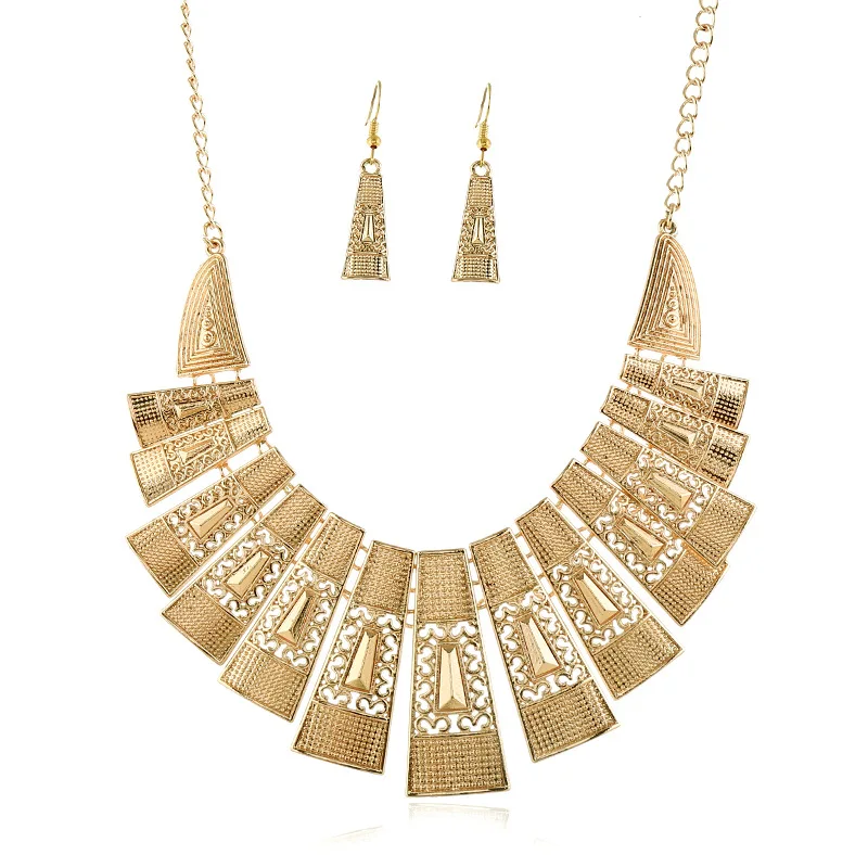 2020 dubai cheap bridal 18k gold plated hollow out   necklace and earrings jewelry set