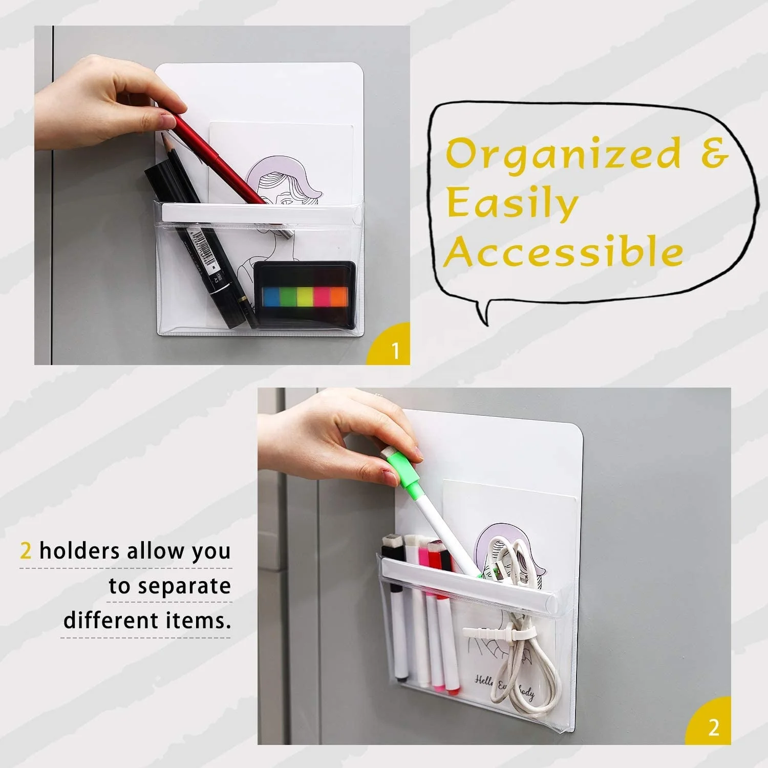 12x16.5cm Magnetic Pocket Organizer for Refrigerator Pens Markers Magnetic Locker Fridge Magnet