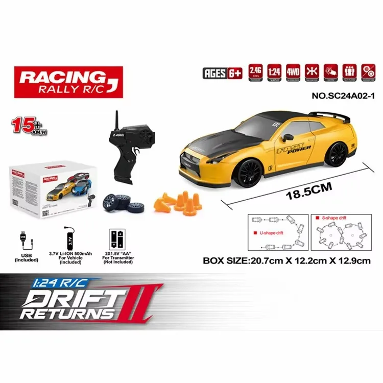 High-Speed Drift 1/24 RC Car 4x4 Off-Road Toy with High-Speed Transmitter and Receiver 2.4GHz Remote Control for Kids