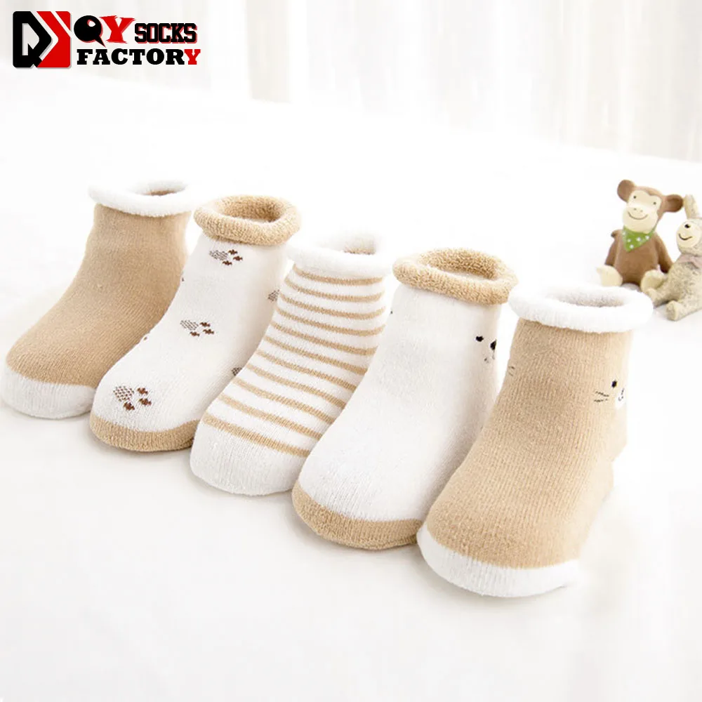 Custom Soft Cotton Kids Cartoon Terry Socks Keep Warm Baby Winter Terry Loop Socks