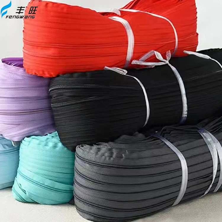 zipper wholesale NO 3 5 7 8 10 Colorful 200 Meters By Roll Long Chain Roll Sleeping Bags Bags Nylon Zipper Rolls