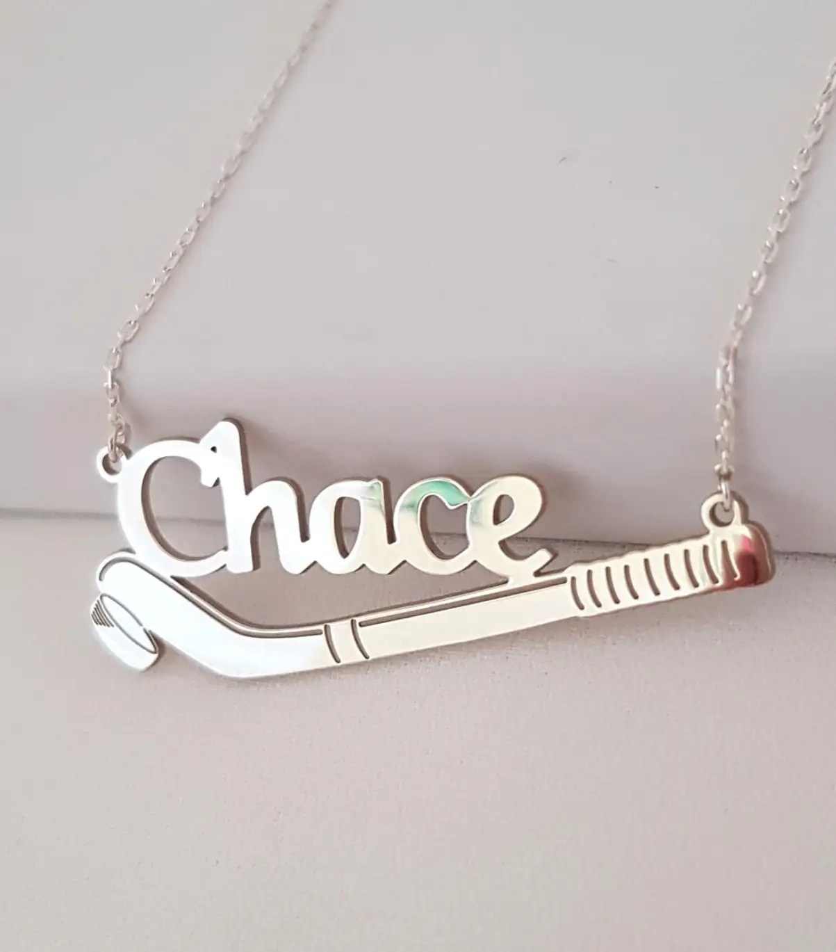 Stylish Stainless Steel Hockey Stick Pendant Personalized Name Jewelry for Hockey Lovers Custom Engraved Hockey Necklace