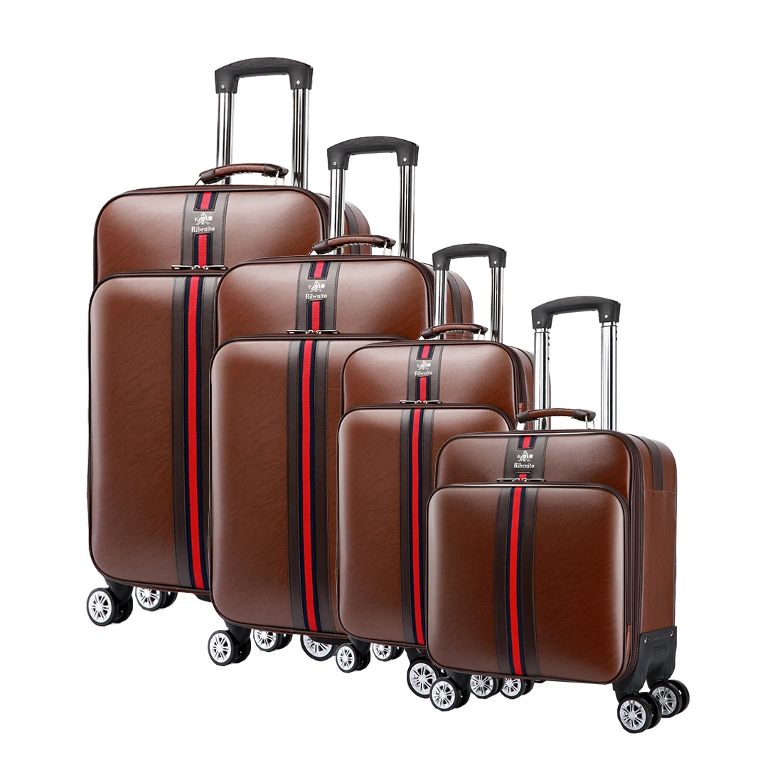 Carry-ons Wholesale Large Capacity Business Suitcase Set PU Leather Men Trolley Bag Luggage 4 Set Suitcases Luggage