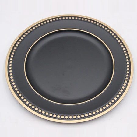 Cheap Charger Plastic Plate Rose Gold Disposable Round Sale China Wholesale Plastic Dinner Set Dinnerware Plate Dish Pigmented