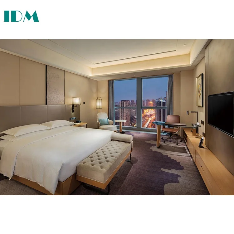 IDM012 Modern Luxury 5 Star Hotel Bedroom set Custom Wooden  Hotel Furniture