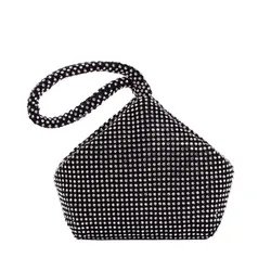 New Arrival Soft Women Evening Bags Rhinestones Small Day Clutches Silver Black Gold Crystal Wedding Party Handbags Purse