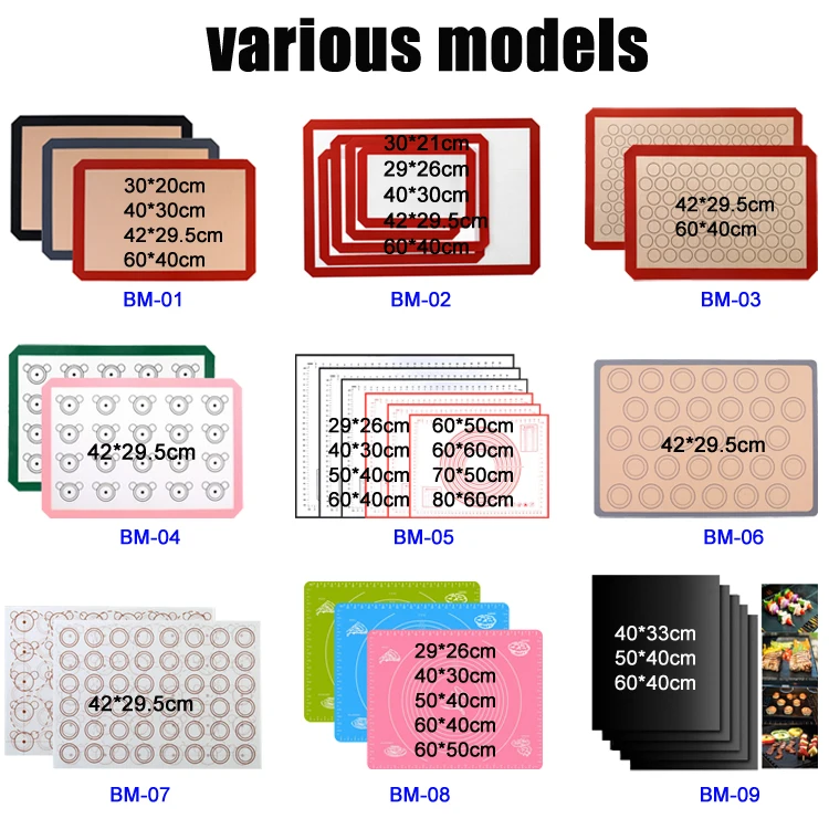 Customized Design Eco-friendly Non-Stick Grill Liners Extra Large Silicone Pastry Oven Baking Mat
