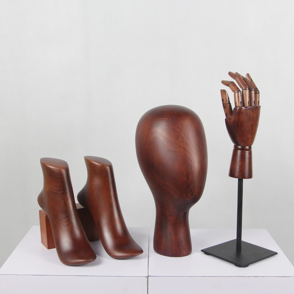 Fashion Shoes Shop antique dark walnut beech wood mannequin display foot
