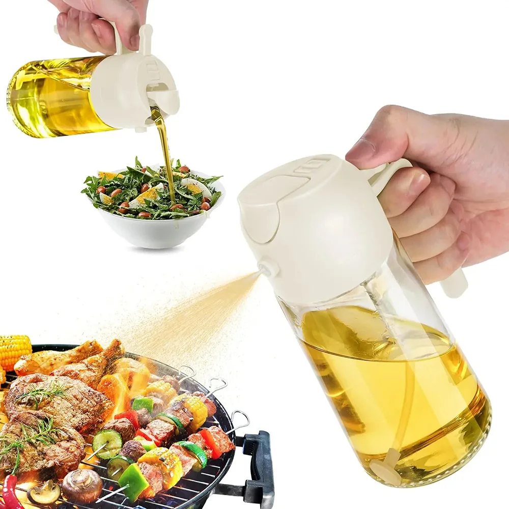 2024 Kitchen Oil Bottle Tool 2-in-1 Olive Oil Dispenser Bottle Quality Cooking Glass Spray Bottle