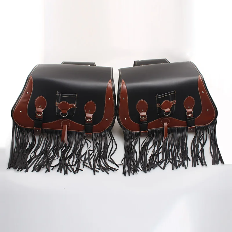 Motorcycle Saddlebags Side Bag Waterproof PU Leather Big Saddle Bag Knight Luggage Tool Bags Universal Fit For Harley Honda