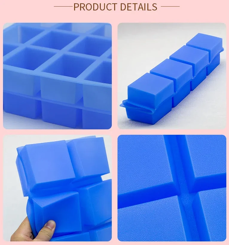 Wholesales Silicone Mousse Cake Tool 12 Cavities Square Silicone round Cake Baking Mold / Handmade Soap Moulds