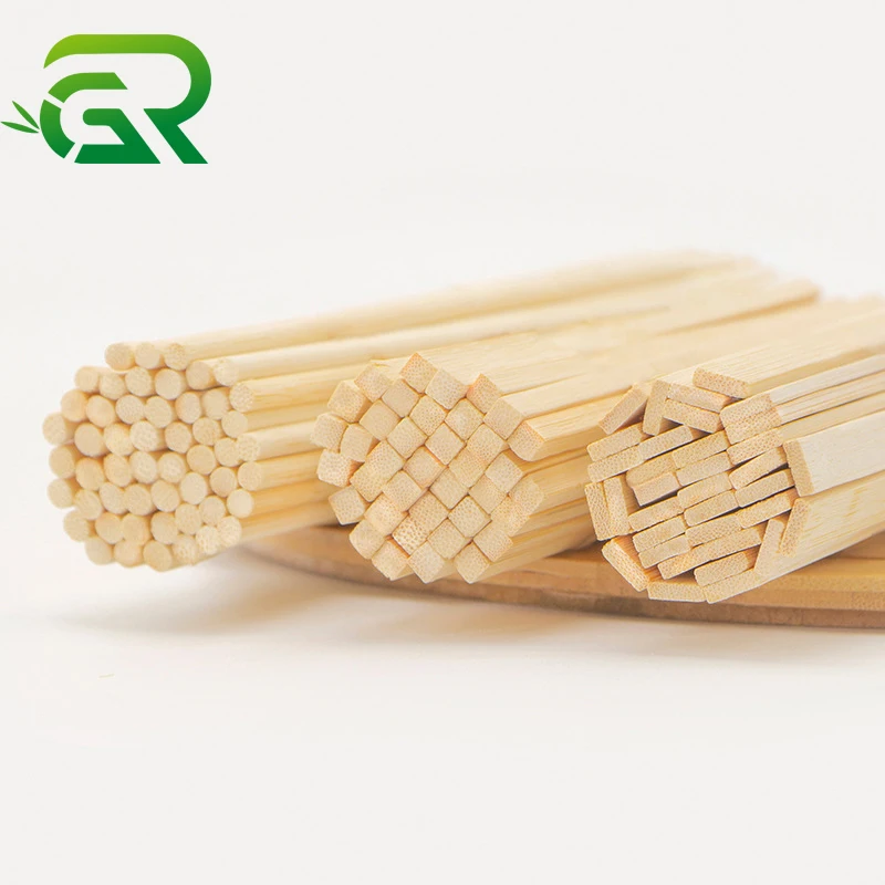Square Round Rectangle Wholesale Custom Biodegradable Long BBQ Barbecue Skewers Bamboo Sticks