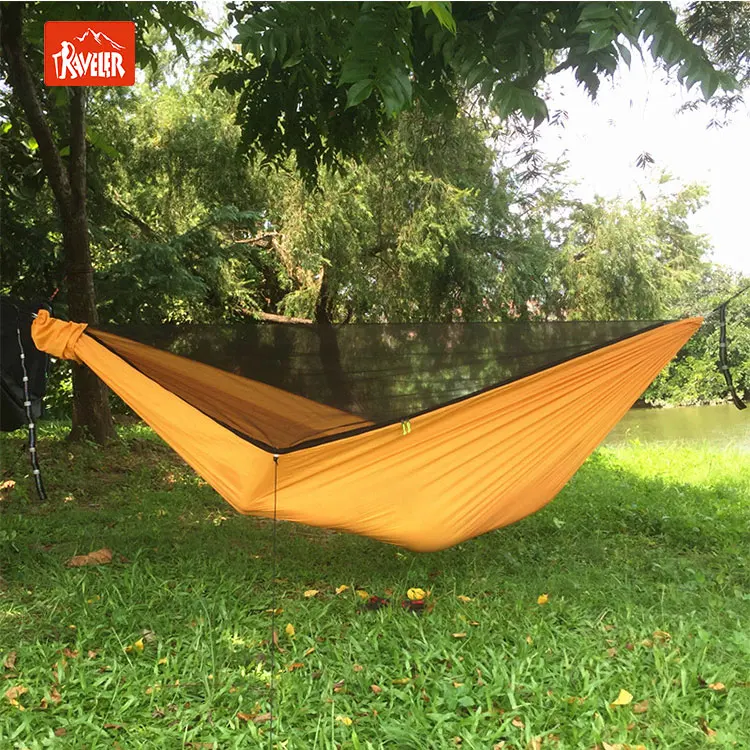 Traveler hot selling portable hammock with mosquito net hanging swing chair bug free for two person hammocks wholesale shopping