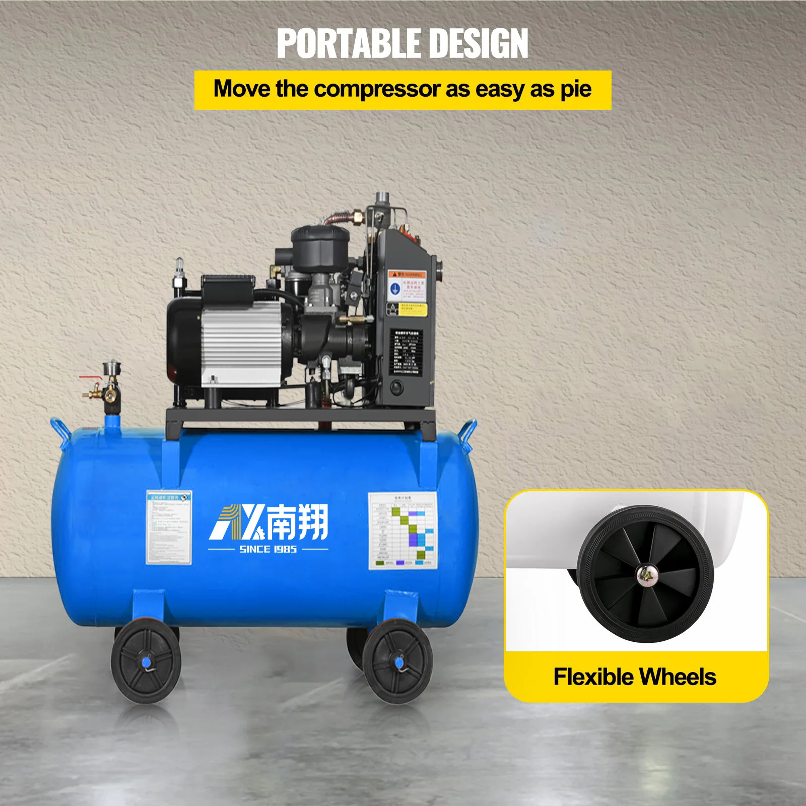 High Quantity electric air compressor 3kw 14cfm screw Type Portable Air compressor With tank