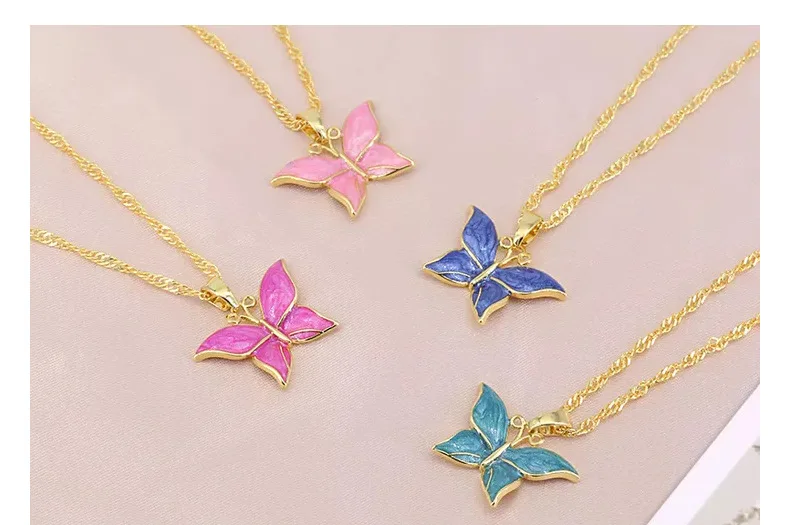Linked 2022 Gold Dainty Initial Necklace 18K Gold Plated Butterfly Pendant Name Necklaces Delicate Everyday Necklace for Women