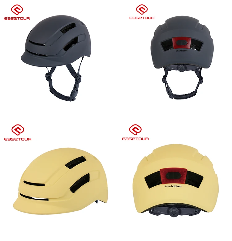 EASETOUR Hot Selling LED Light Adult Bicycle Helmet cascos bicicleta de ruta Black with Visor