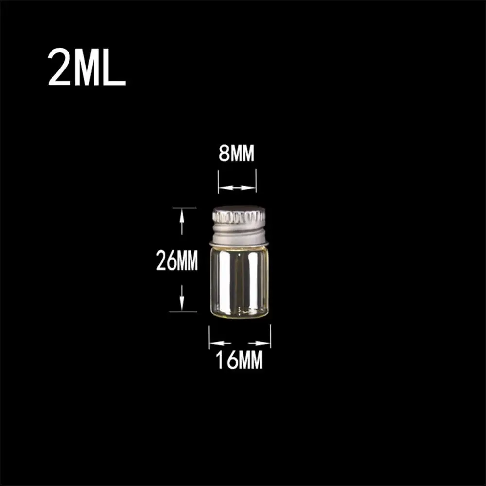 2ml Mini Glass Bottles Crafts Cute Bottles Aluminum Cover Empty Wishing Gift Bottles Jars Decorate