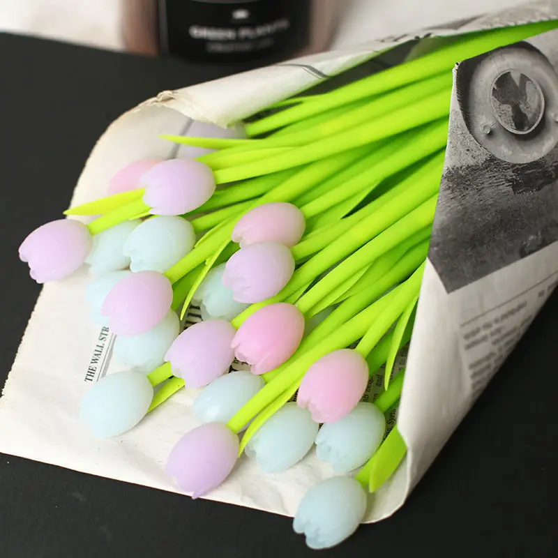 Creative 0.5mm Green Pen Flower Silicone Smooth  Gel Ink Pen