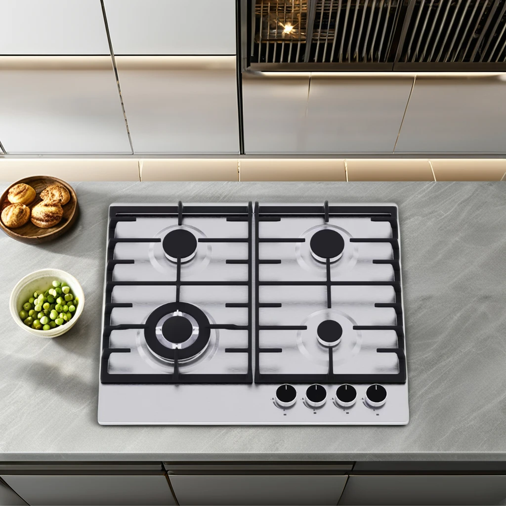 4 Burner Stainless Steel Built-In LPG NG Gas Stove Cooker for Household Hotels and Garages Kitchen Cooking Cooktops