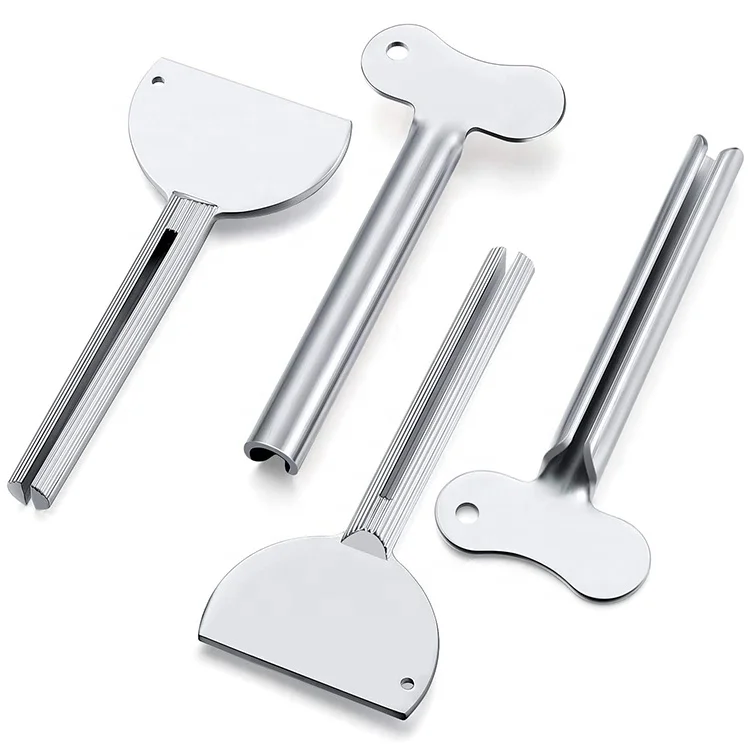 New Arrival Bathroom Accessories Key Shape Golden Face Cream Dispenser Toothpaste Metal Tube Squeezer