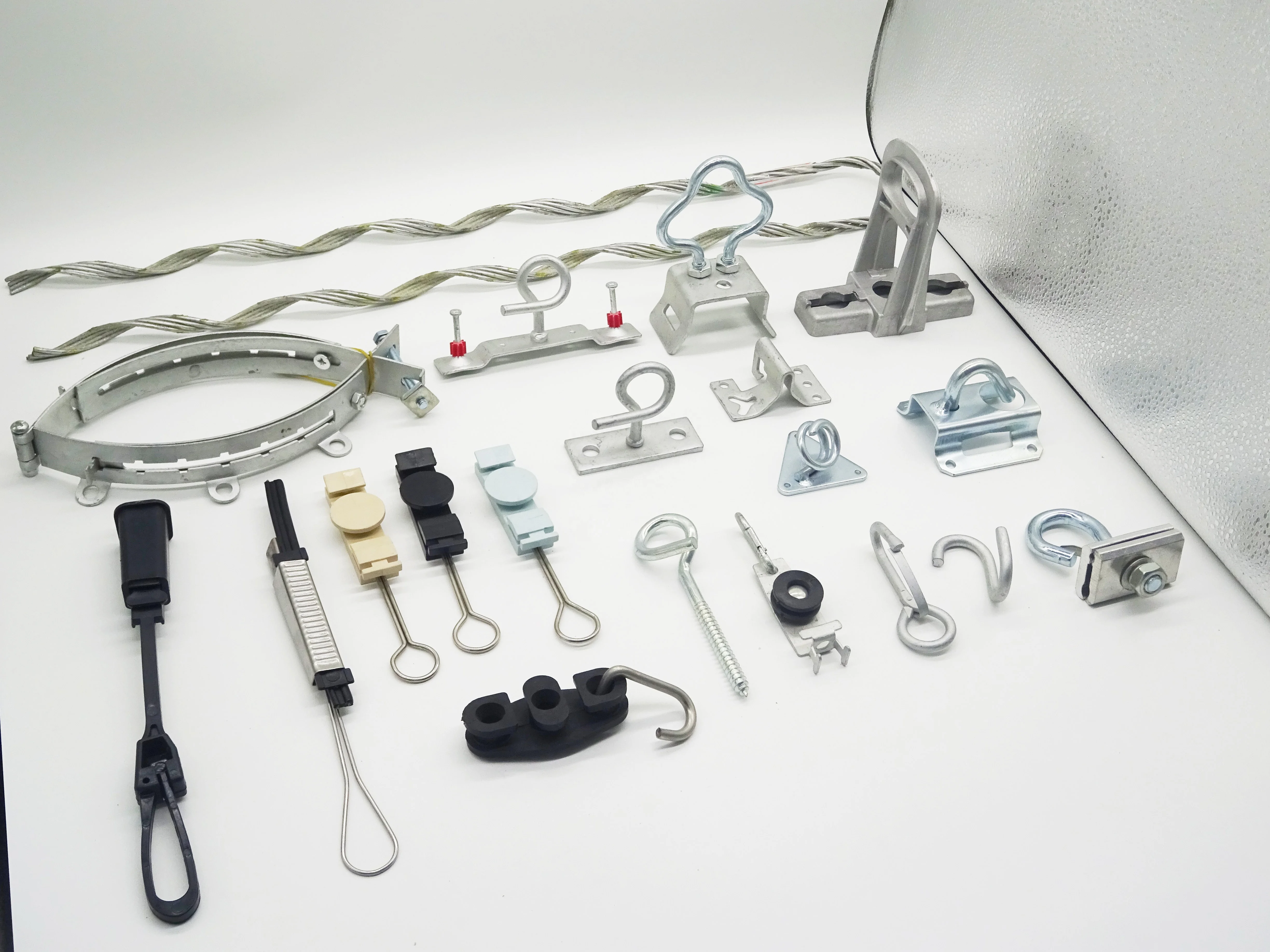 adjustable aerial clamp outdoor fiber optic clamp with s hook for cable fitting ftth plastic suspension clamp