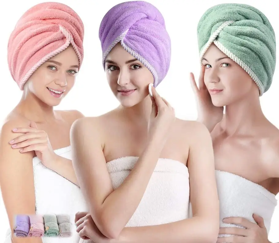 
Women Spa Bathroom Microfibre Head Salon Kids Custom Wrap Fast Quick Dry Drying Bath Turban Beach Microfiber Hair Towel Scrunch 