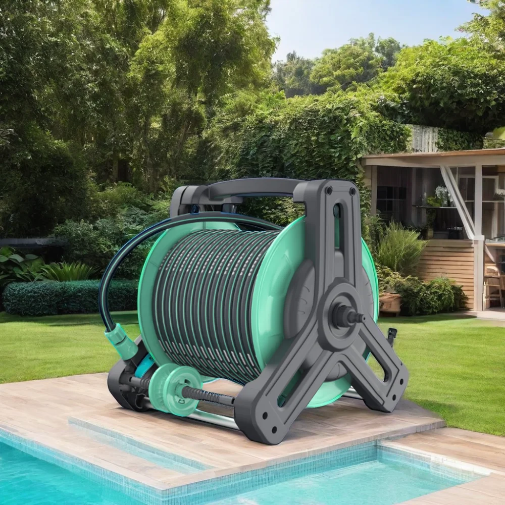 Factory Heavy Duty 40 Meter PVC & Plastic Irrigation Garden Water Hose Reel Cart High Quality Flexible 15m/20m Length Cleaning