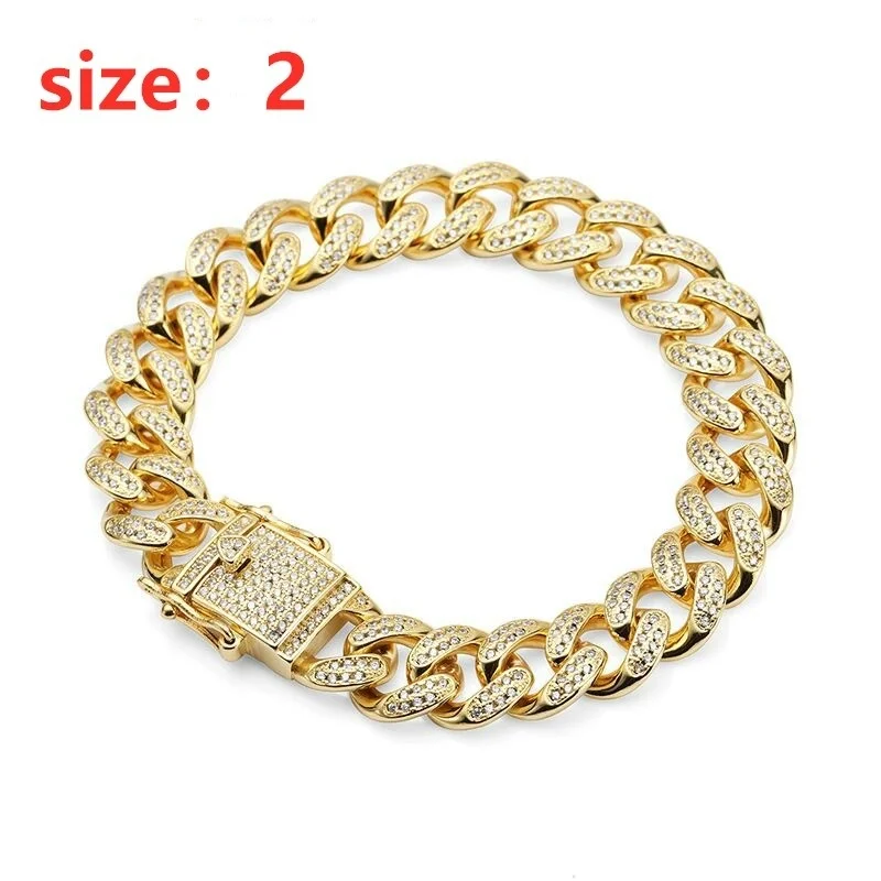Mens Iced Out Cuban Link Bracelet Men 14k Gold Plated Diamonds Jewelry Bracelet P393