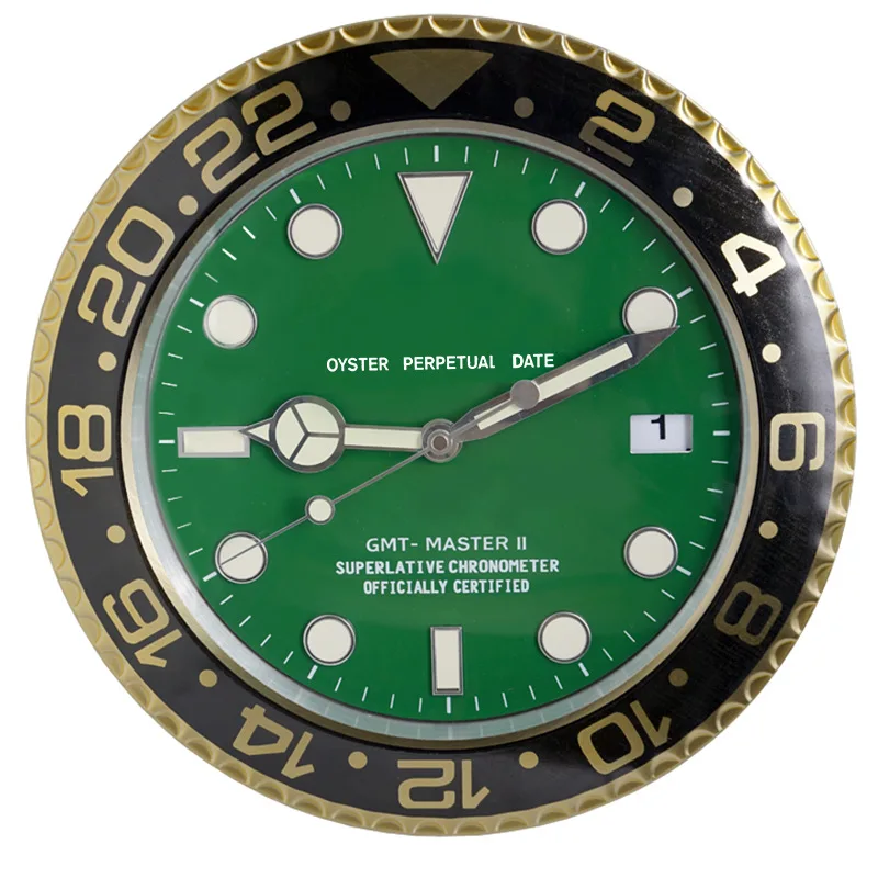 Luxury Metal Wall Clock Watch Shape Wall Clock Quartz Analog Living Room Sweep Silent Movement Single Face Needle (t6139) Quartz