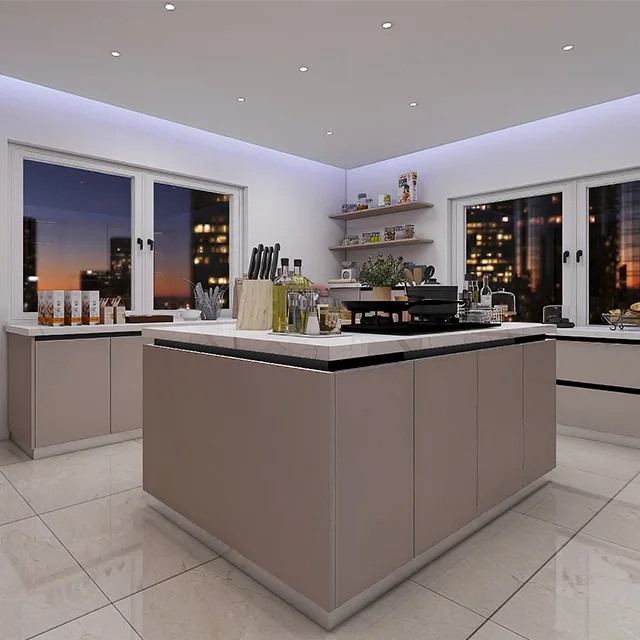 Custom Metal Kitchen Cabinets Modular Full Kitchen Design Gray smart Kitchen Cabinet Set