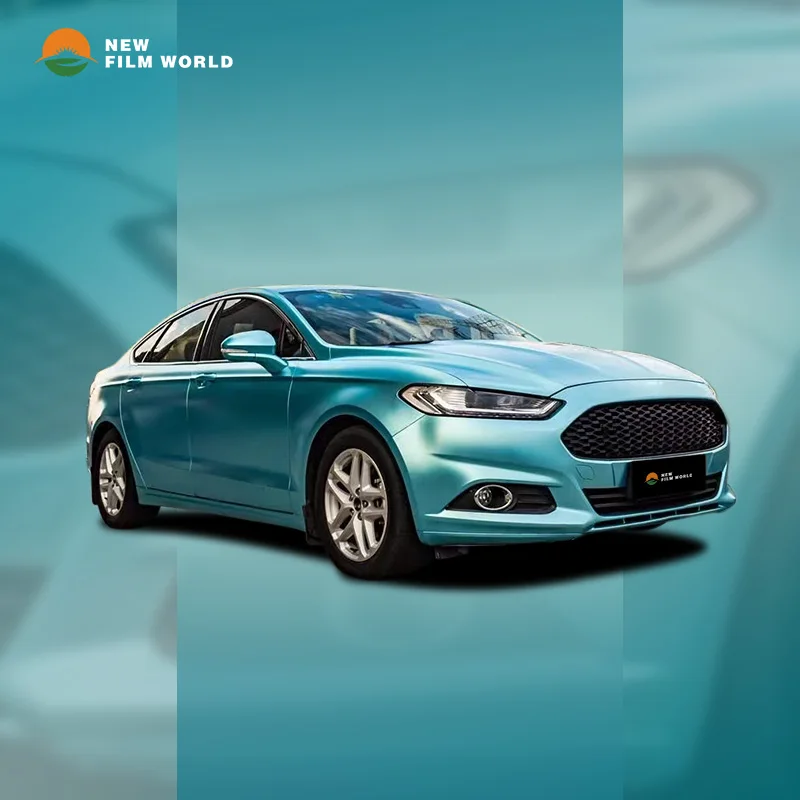 PET Matte Metallic Coastal Blue Car Wrap Film car wrapping film vinyl Stickers Glossy car wrap vinyl film