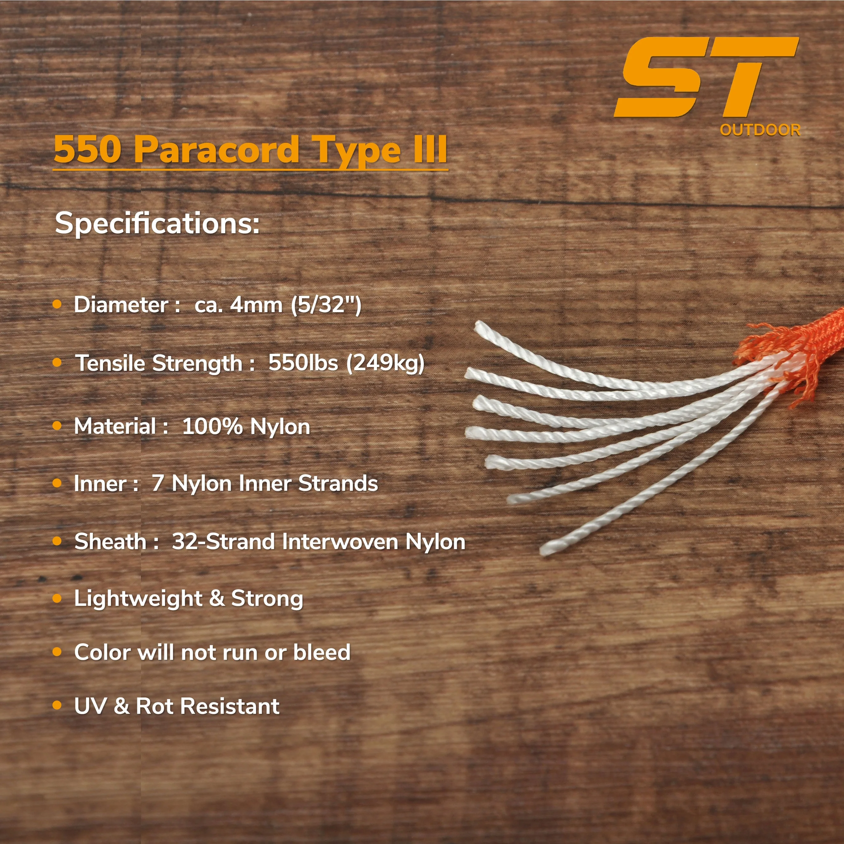 Однотонного цвета на открытом воздухе Выживание 100% нейлон Паракорд 550 4 мм парашютный канат 7 Прядный плетеный Канат