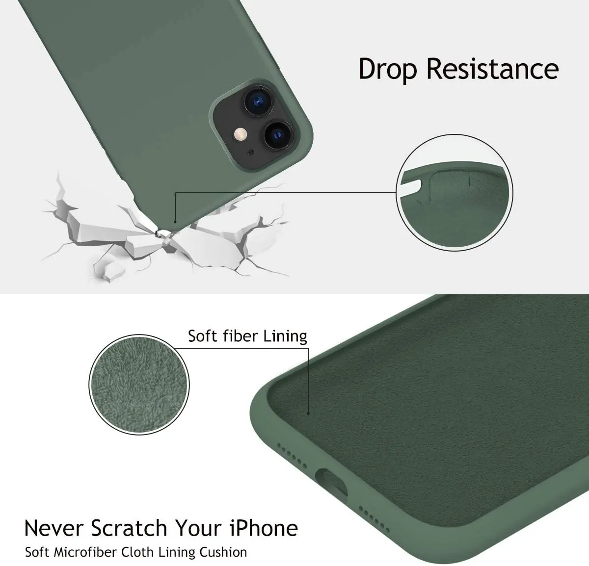 Slim Soft Microfiber Lining Protective Case Liquid Silicone Gel Rubber Phone Case