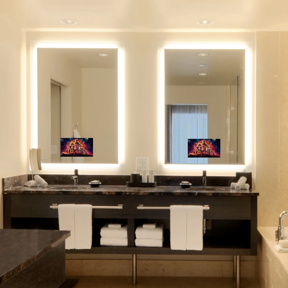 Smart Mirror Light Hospitality Hotel Salon Customized Size Bathroom Mirror With Led Light