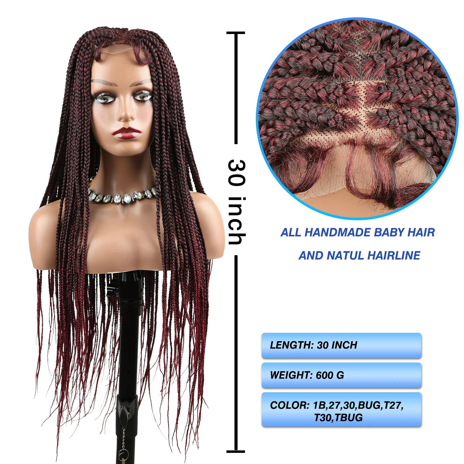 Hot Selling Factory Price Synthetic Hair Box Braid Wig for Black Women Wholesale Braided Laces Wigs Vendors Braided Wigs