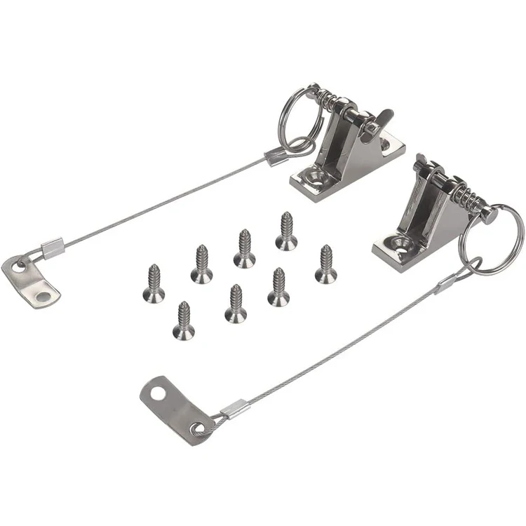 316 Stainless Steel Bimini Top 90 degree Deck Hinge with Quick Release Pin w/Drop Cam & Spring & Lanyard Prevents Loss