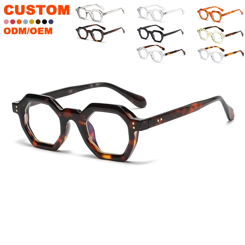 Customized Logo   Optical Eyeglasses Anti Blue Light Glasses Polygonal glasses  personaliseds anti-blue light glasses