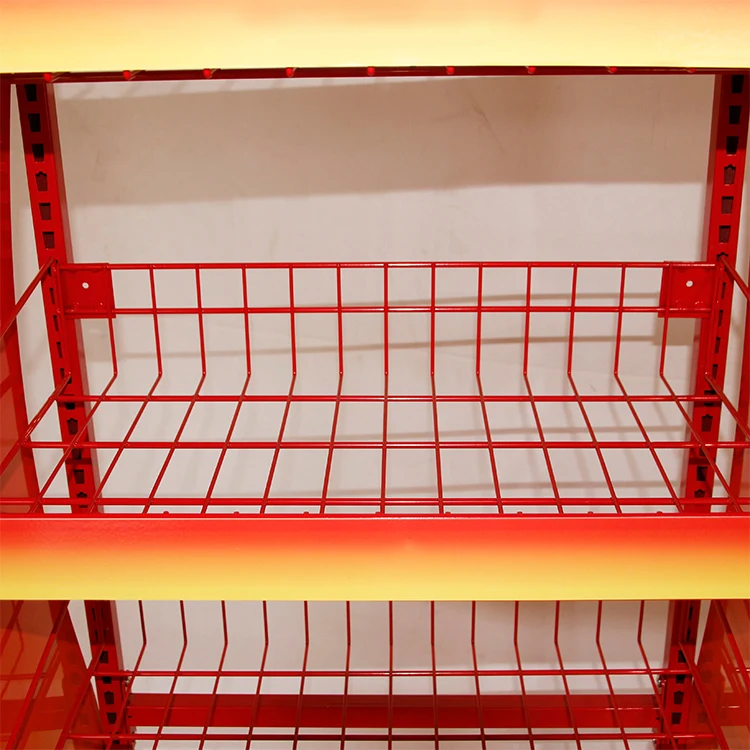 Supermarket Product Display Shelf Promotional Floor Standing Potato Chip Display Racks 5 Layer Wire Basket for Market Shops