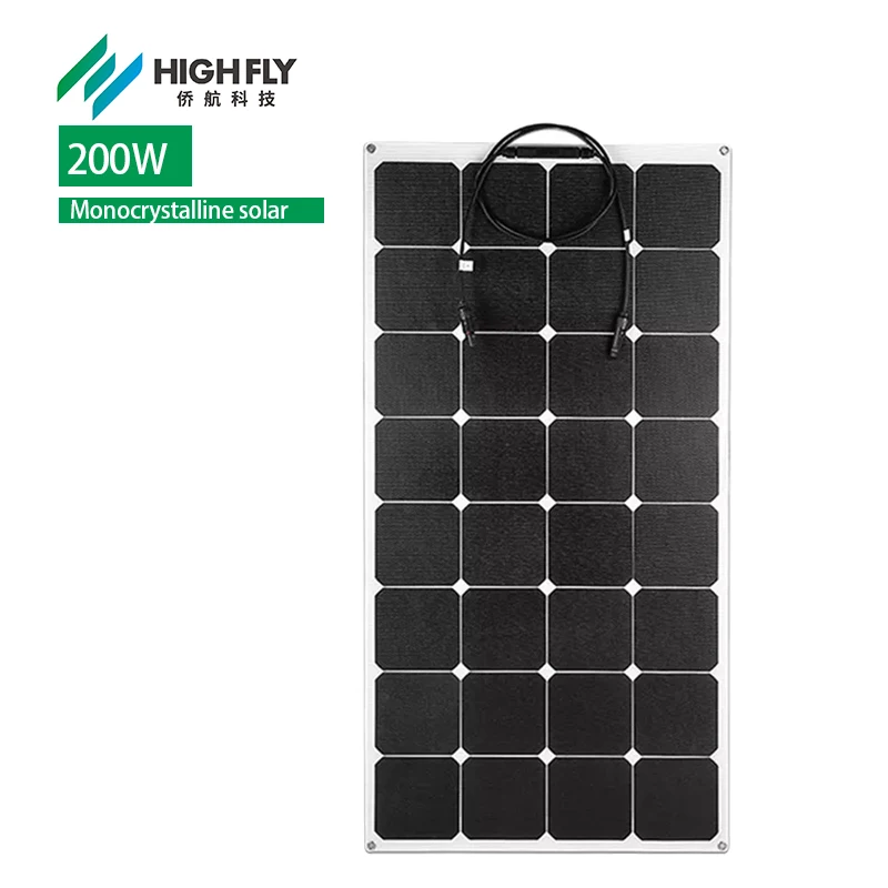 New Promotion Flexible Solar Panel Black 200w Monocrystalline Cell Semi Flexible Pv Flex Solar Panel