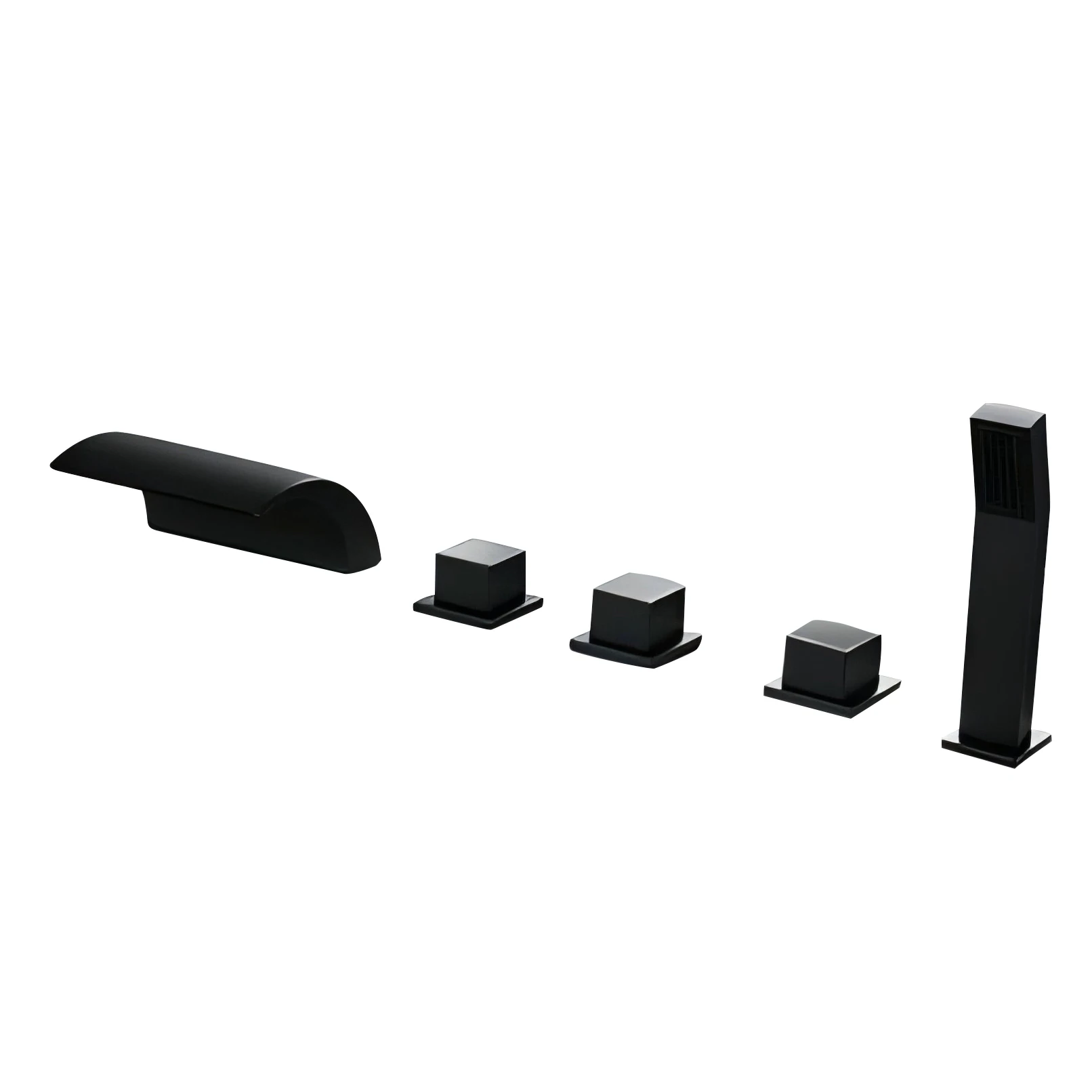 Top 1 Matte Black Bathroom Bathtub Faucet Set 5 PCS Rainfall Shower Head Bathtub Faucet