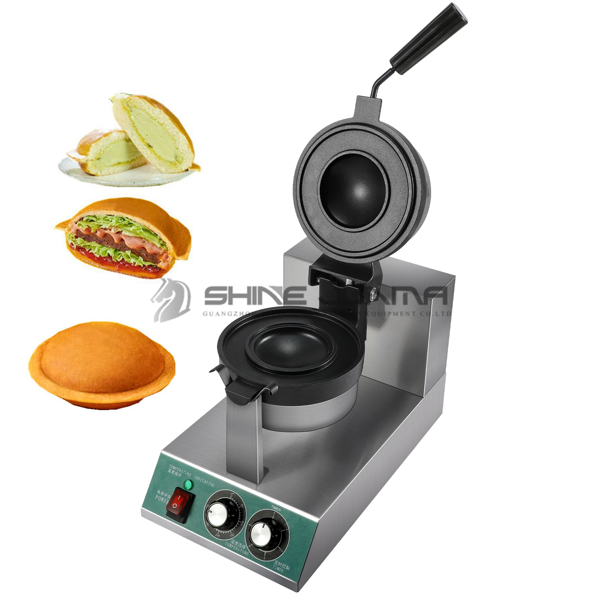 220V Nonstick Panini Press Sandwich Electric Mini Ice Cream Waffle Maker Commercial Ufo Waffle Maker Hamburger Waffle Maker