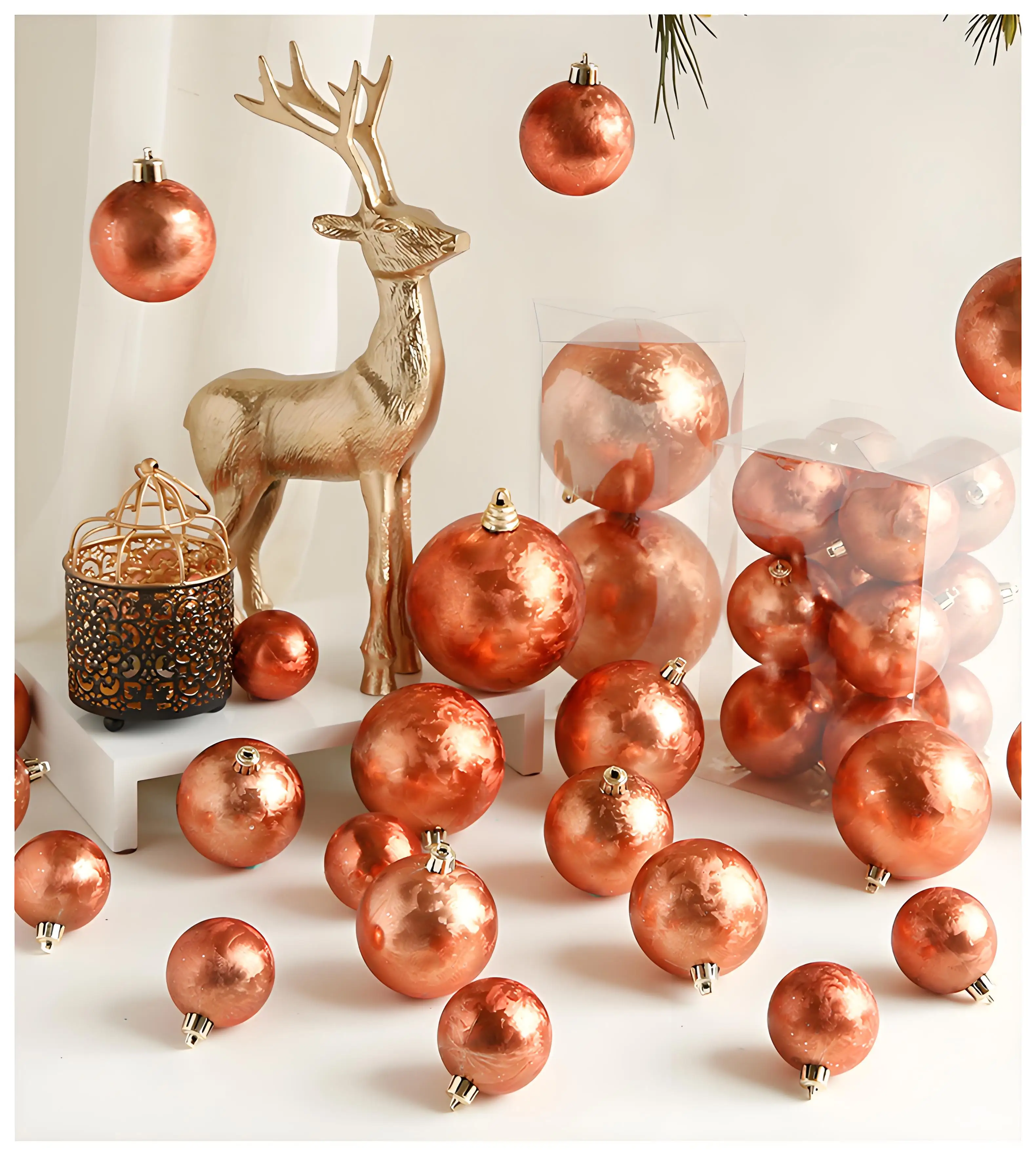 Colorful Christmas ball decorations in various colors can be customized shatterproof stainless steel round balls