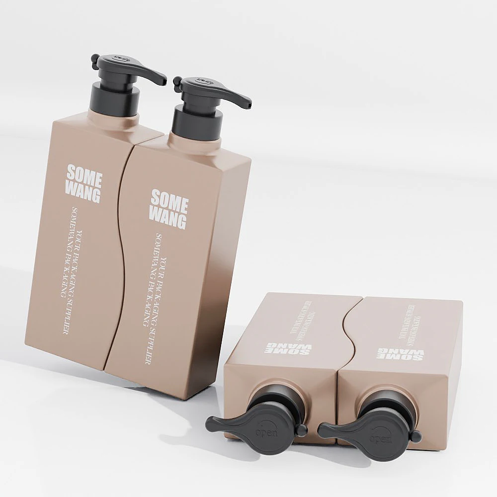 High Quality PET Empty Plastic Square Combination Bottle Cosmetic Container for Personal Care Packaging