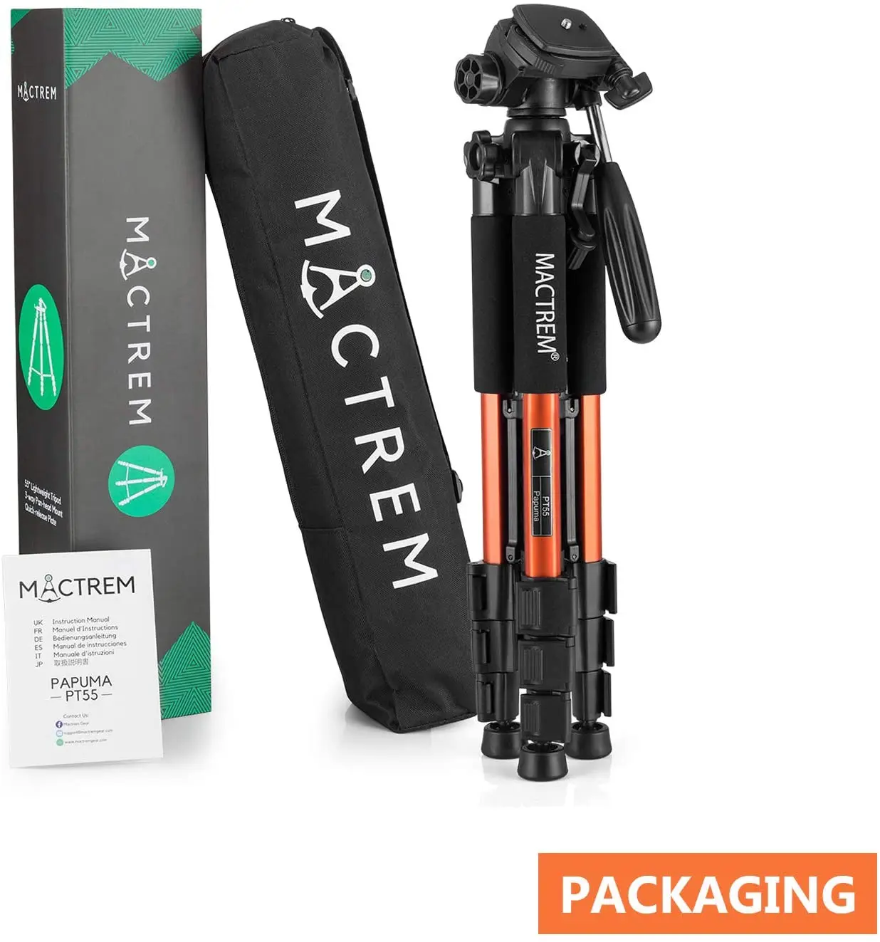 
Super Lightweight and Reliable Stability Ball Head Tripod Detachable Monopod with Carry Bag (Orange) 62