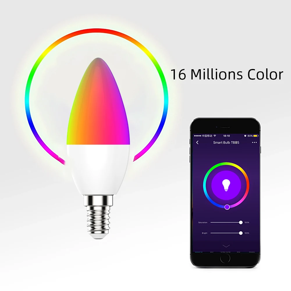Wholesale Electronic Remote Control Chandelier Style Candle Wifi Light Music Zigbee Smart RGB 5W Bulbs Dimmable e14 Led Bulb